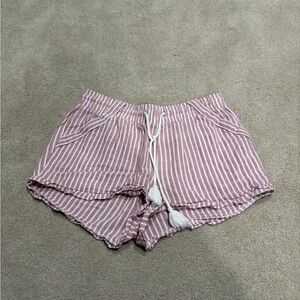 Rewind Blush and White Striped High Waist Shorts